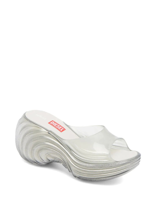 White sandals, front view