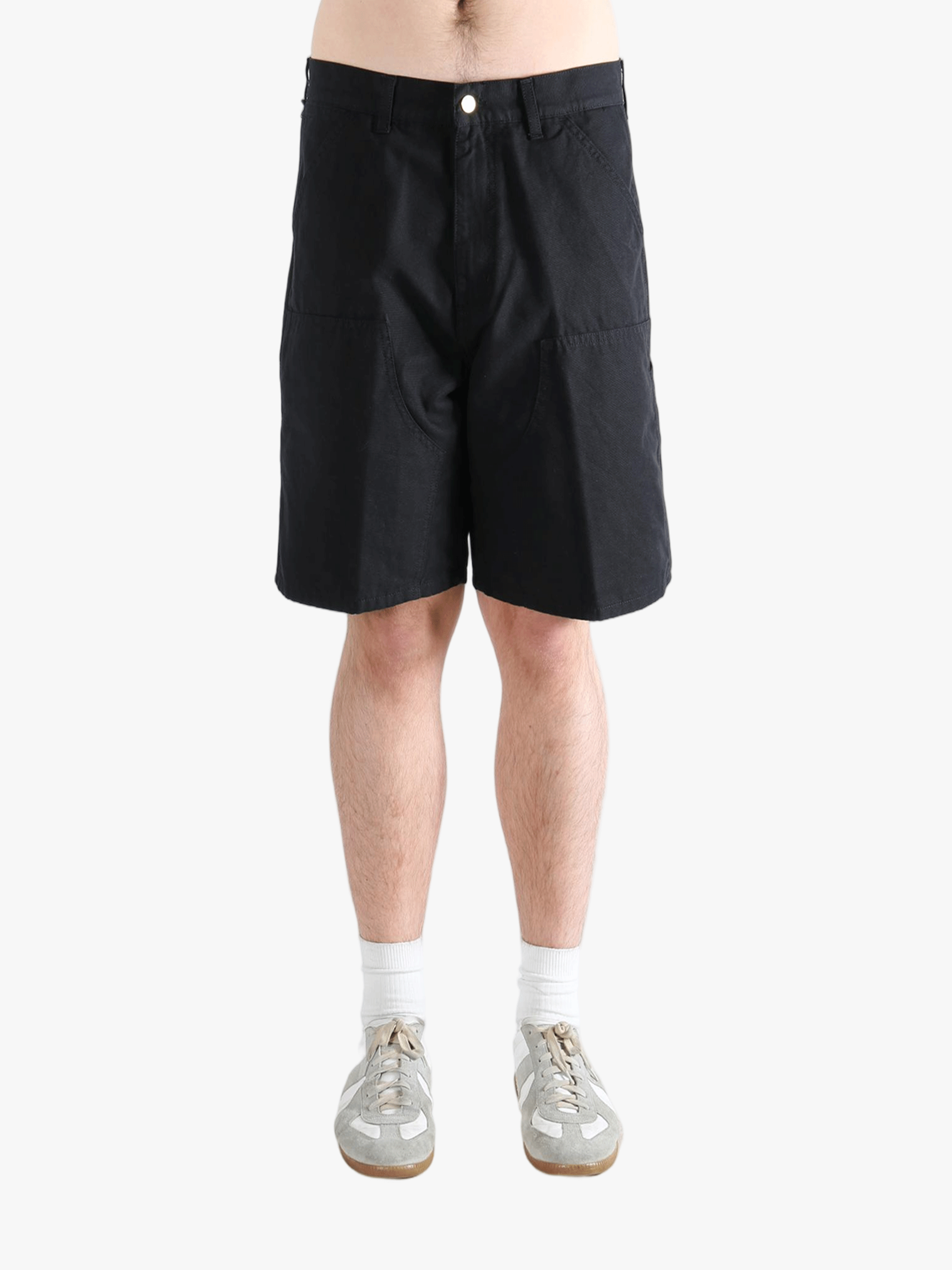 Black shorts worn by a person, showing the shorts fit