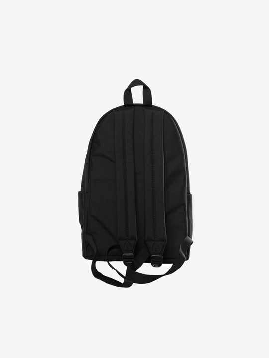 Black backpack, back view