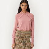 Pink top, full body view