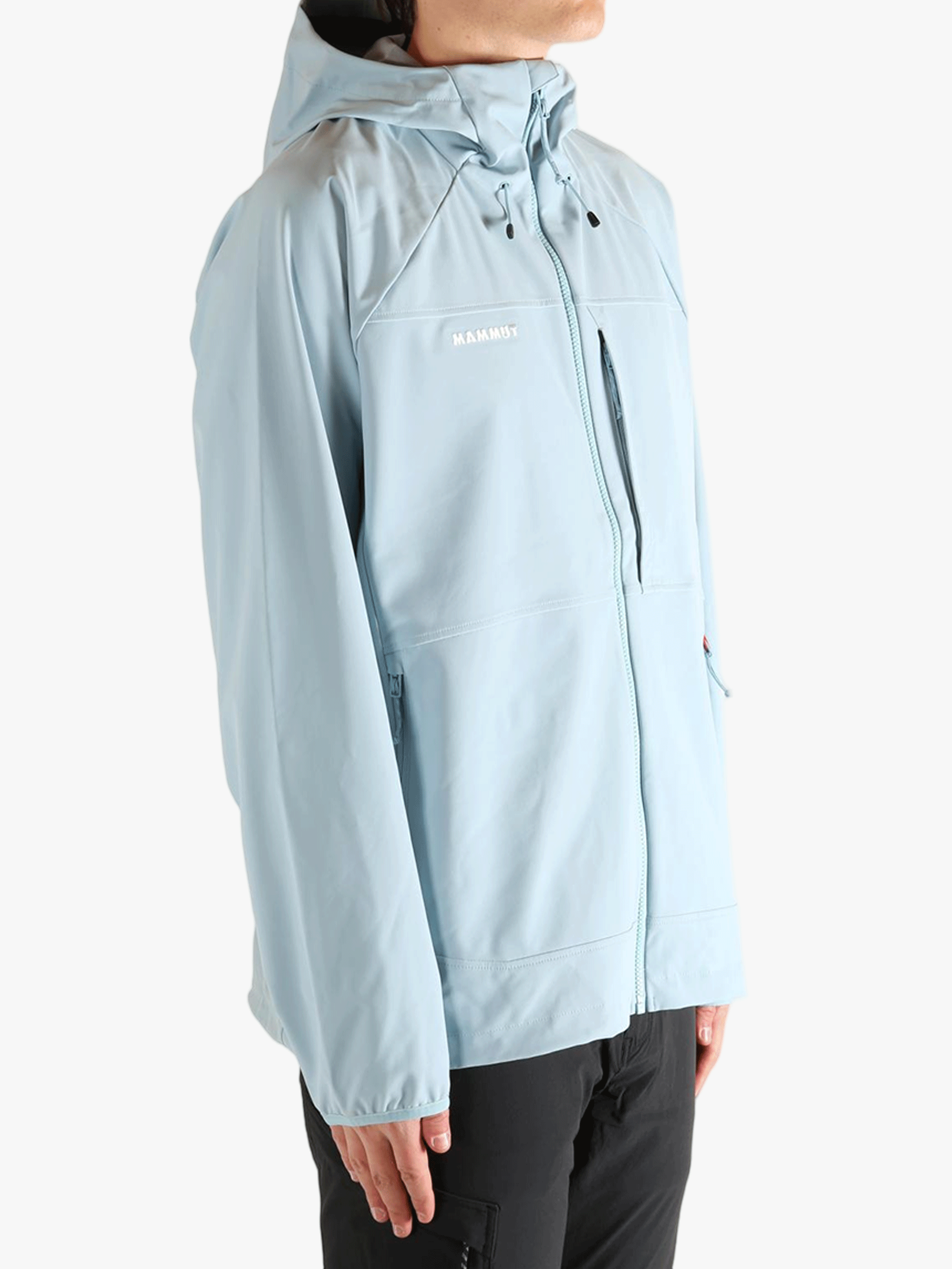 Blue jacket worn by a person, showing the jacket's fit