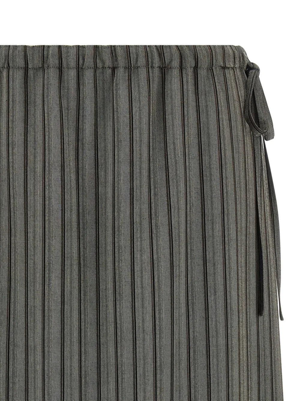 Close up of grey skirt, showing texture of the viscose fabric