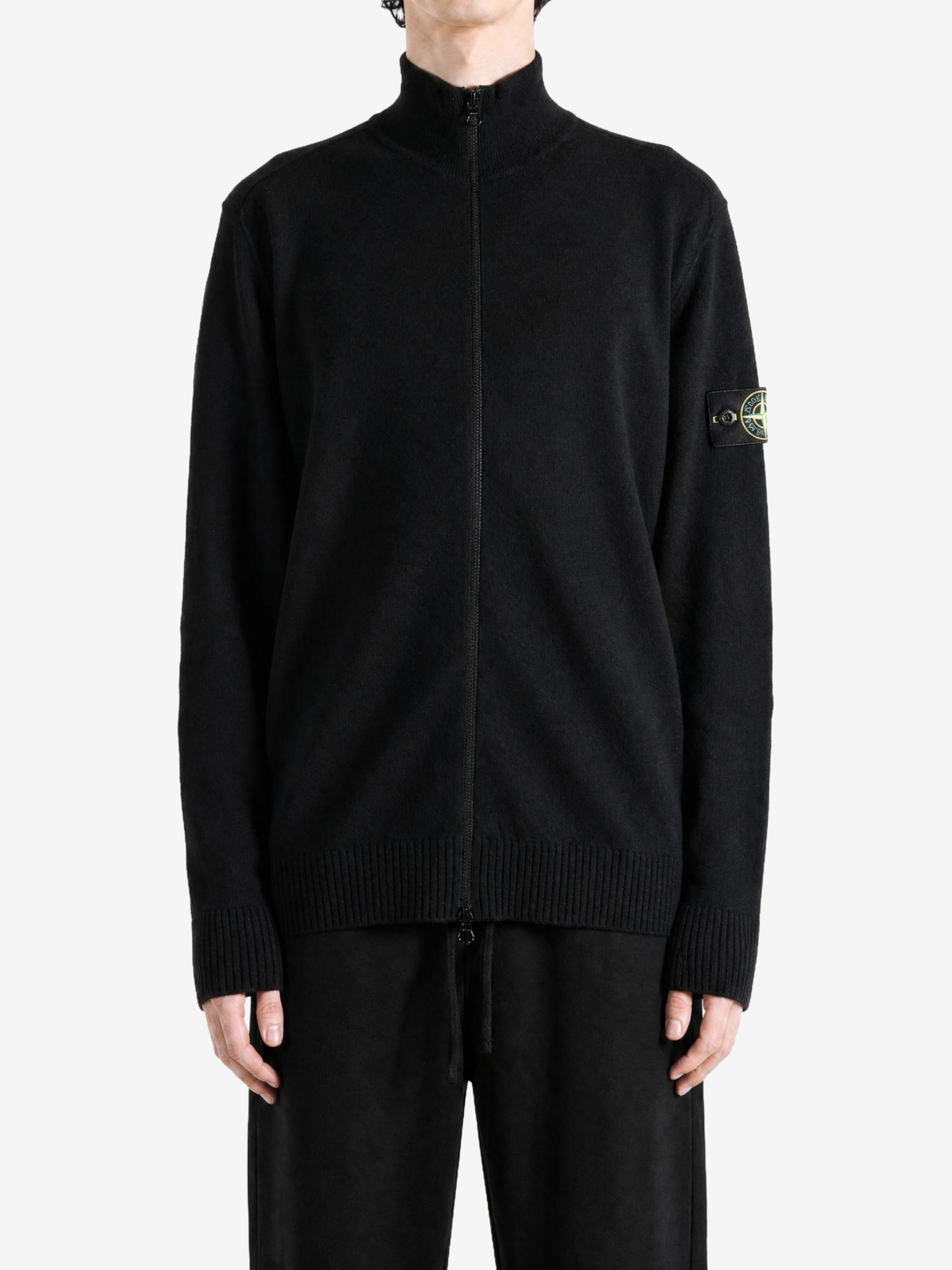 Black knitwear, full body view