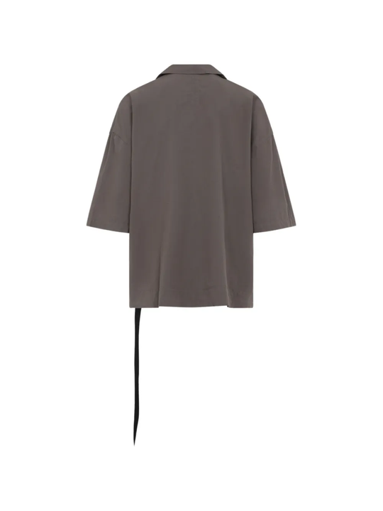 Grey shirt, back view