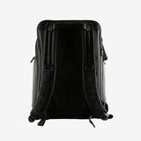 Black backpack, back view