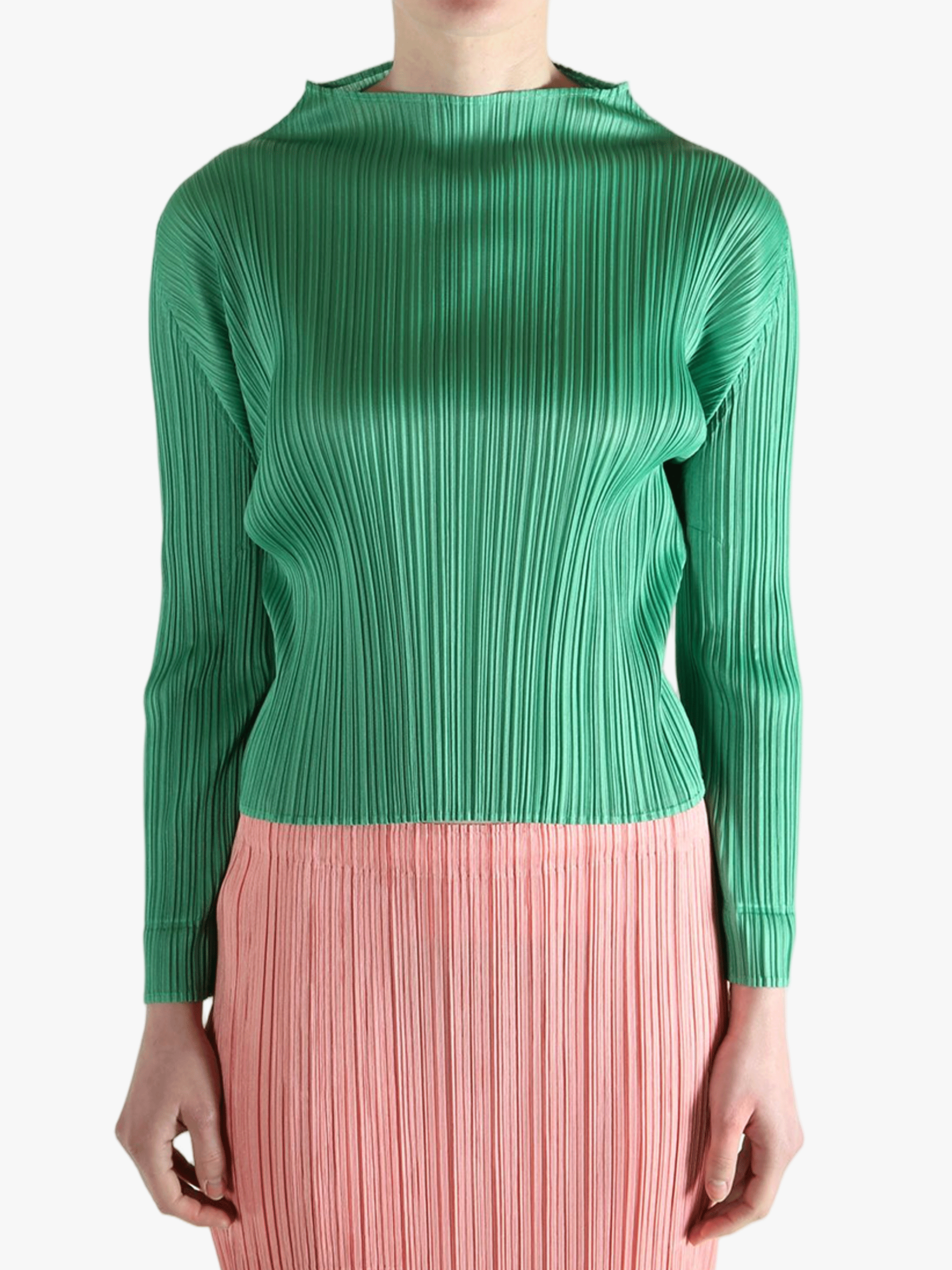 Green shirt worn by a person, showing the shirt's fit