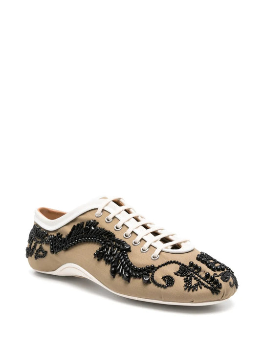 Tan shoes, front view