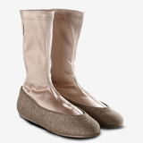 Tan shoes, side view