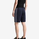 Navy shorts, full body view