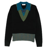 DRIES VAN NOTEN - Men Contrast Panel Ribbed-Knit Jumper