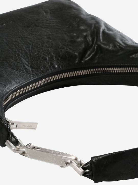 Close up of black bag, showing texture of the fabric