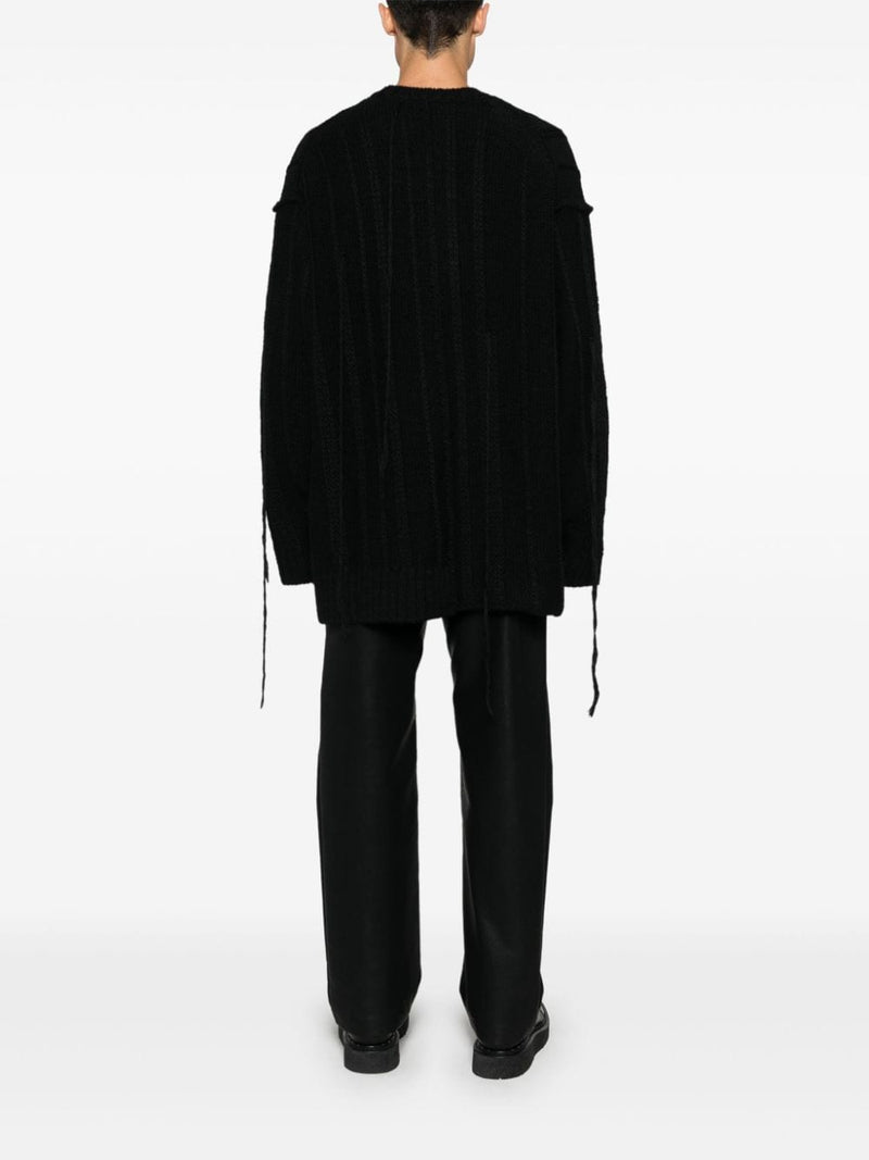 YOHJI YAMAMOTO POUR HOMME - Men String Switching Round Neck Sweater