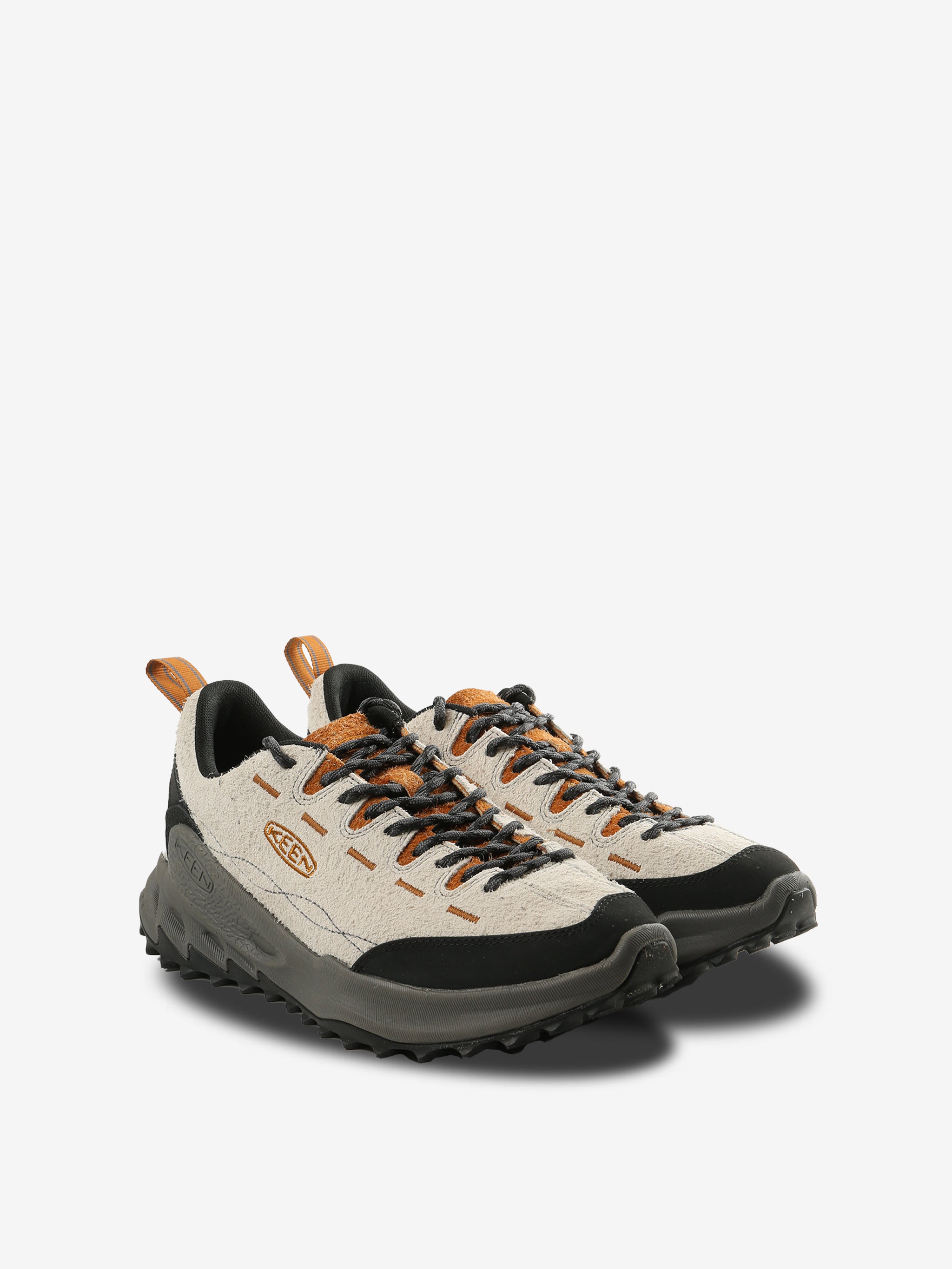 Tan sneakers, side view