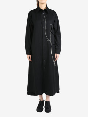 Y'S - Women Flannel Hand Stitched Shirt Dress