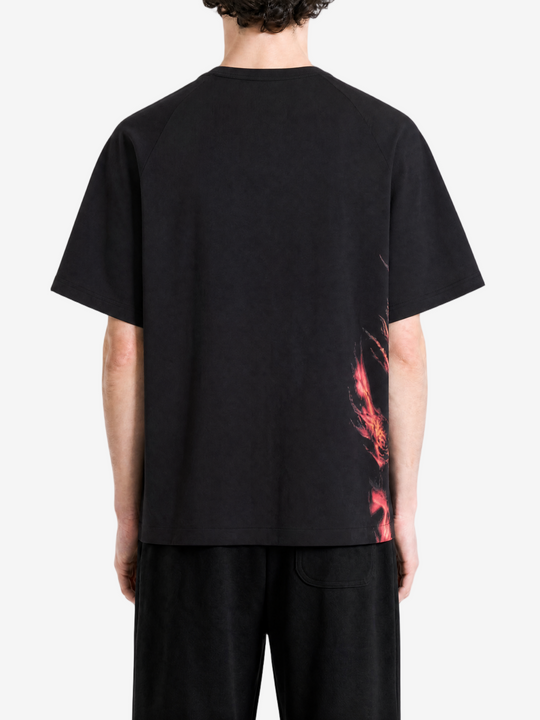 Black t-shirt, full body view