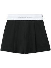 ALEXANDER WANG - Women High Waisted Pleated Short With Logo Elastic