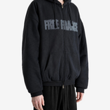 Black hoodie, full body view