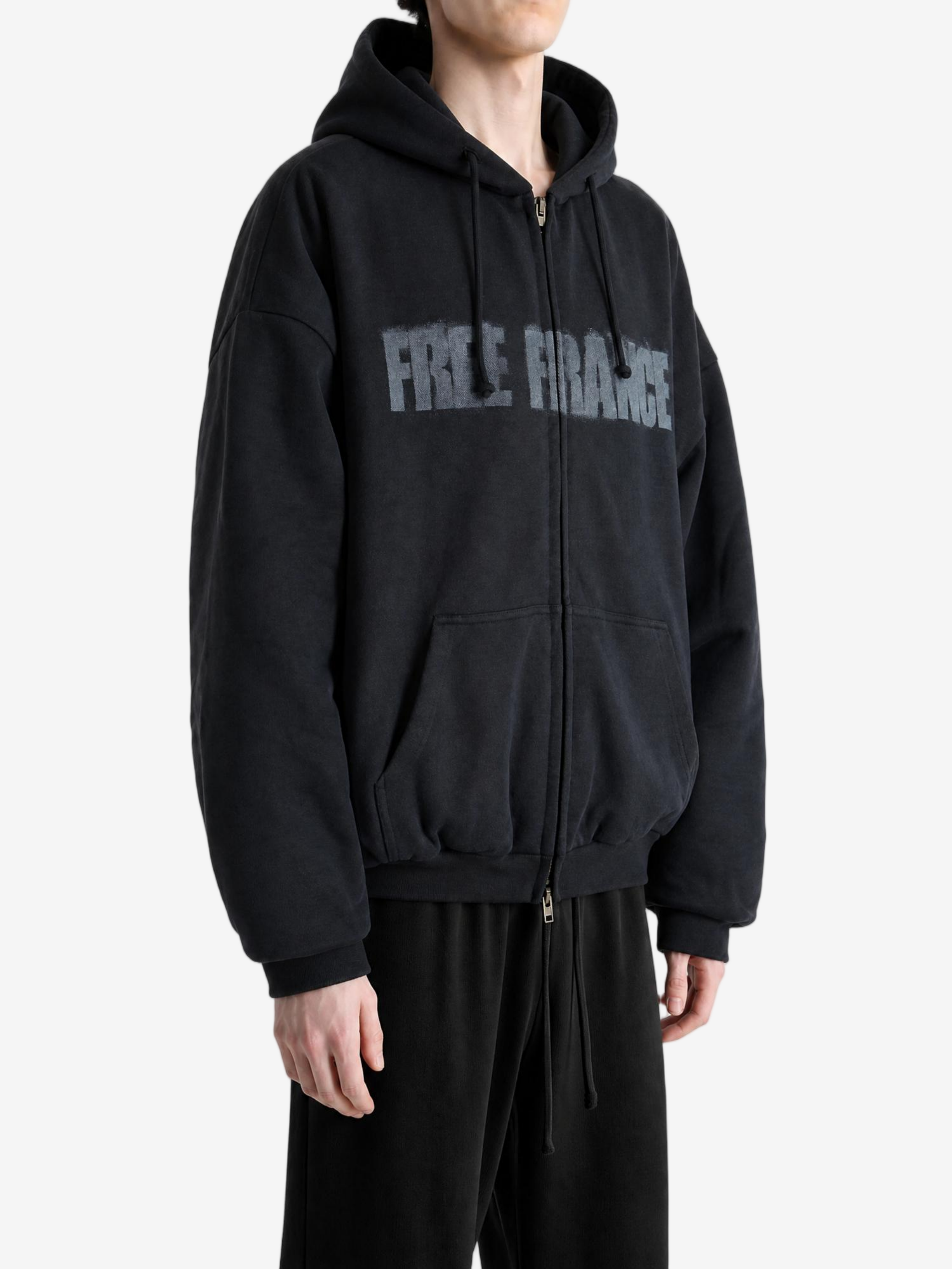 Black hoodie, full body view