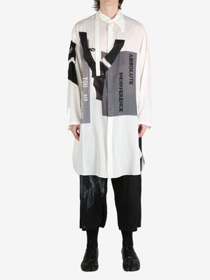 YOHJI YAMAMOTO POUR HOMME - Men Asymmetry Collar Print Blouse