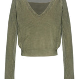 Green knitwear, front view
