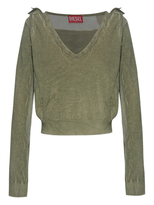 Green knitwear, front view