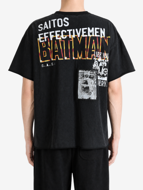 Black t-shirt, full body view
