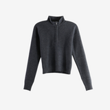AURALEE - Women Smooth Fulled Wool Knit Half Zip Pullover