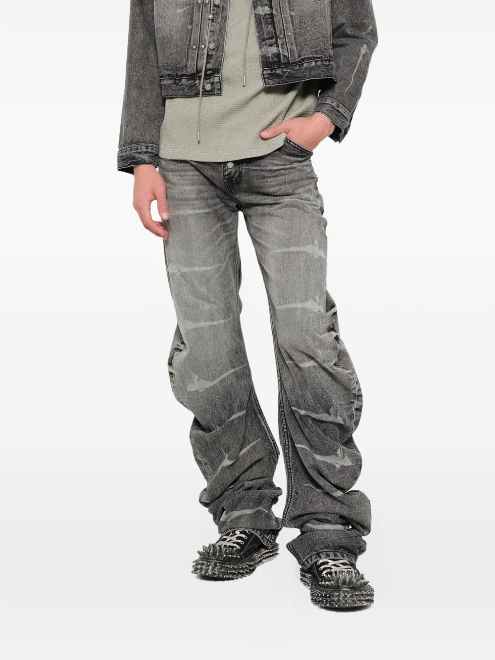 Grey pants, full body view