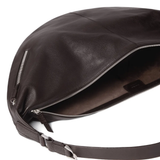 Close up of Brown bag, showing texture of the calf leather fabric