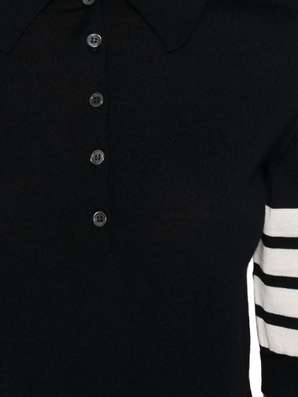 Close up of Black shirt, showing texture of the 100% virgin wool made fabric