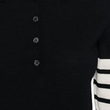 Close up of Black shirt, showing texture of the 100% virgin wool made fabric