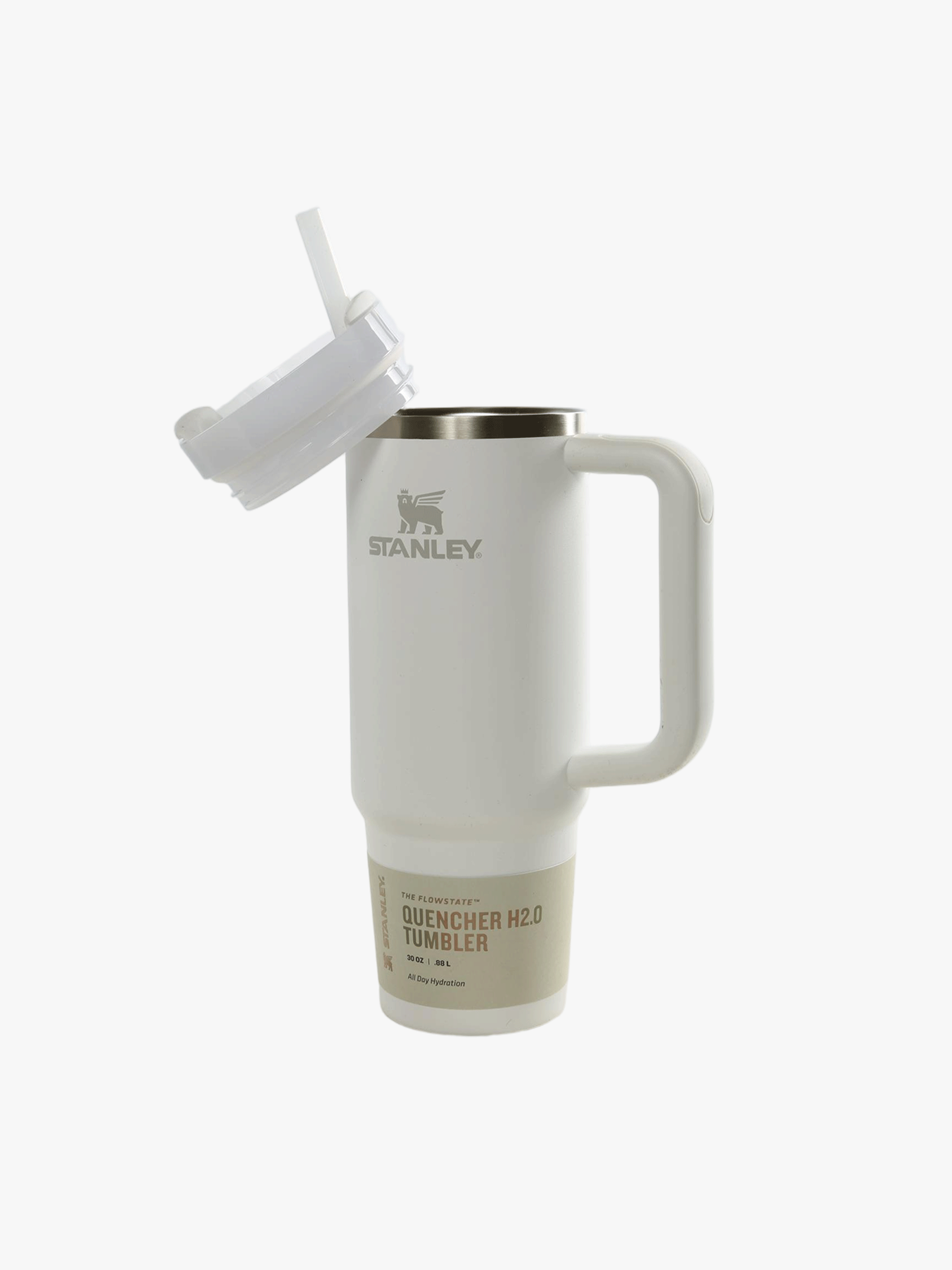 White tumbler, side view