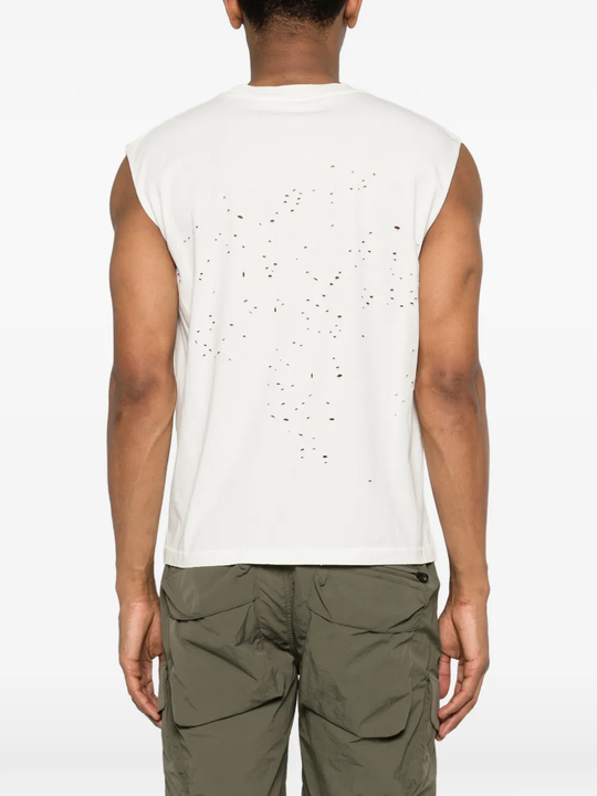 Grey t-shirt worn by a person, showing the t-shirt fit