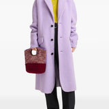 Burgundy bag, full body view