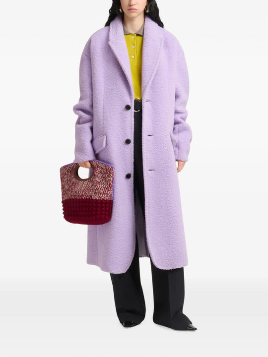 Burgundy bag, full body view