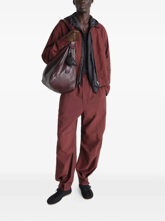 Red jacket, full body view