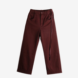 Burgundy pants, front view