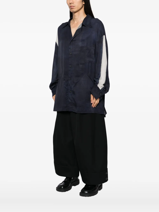 Blue shirt, full body view