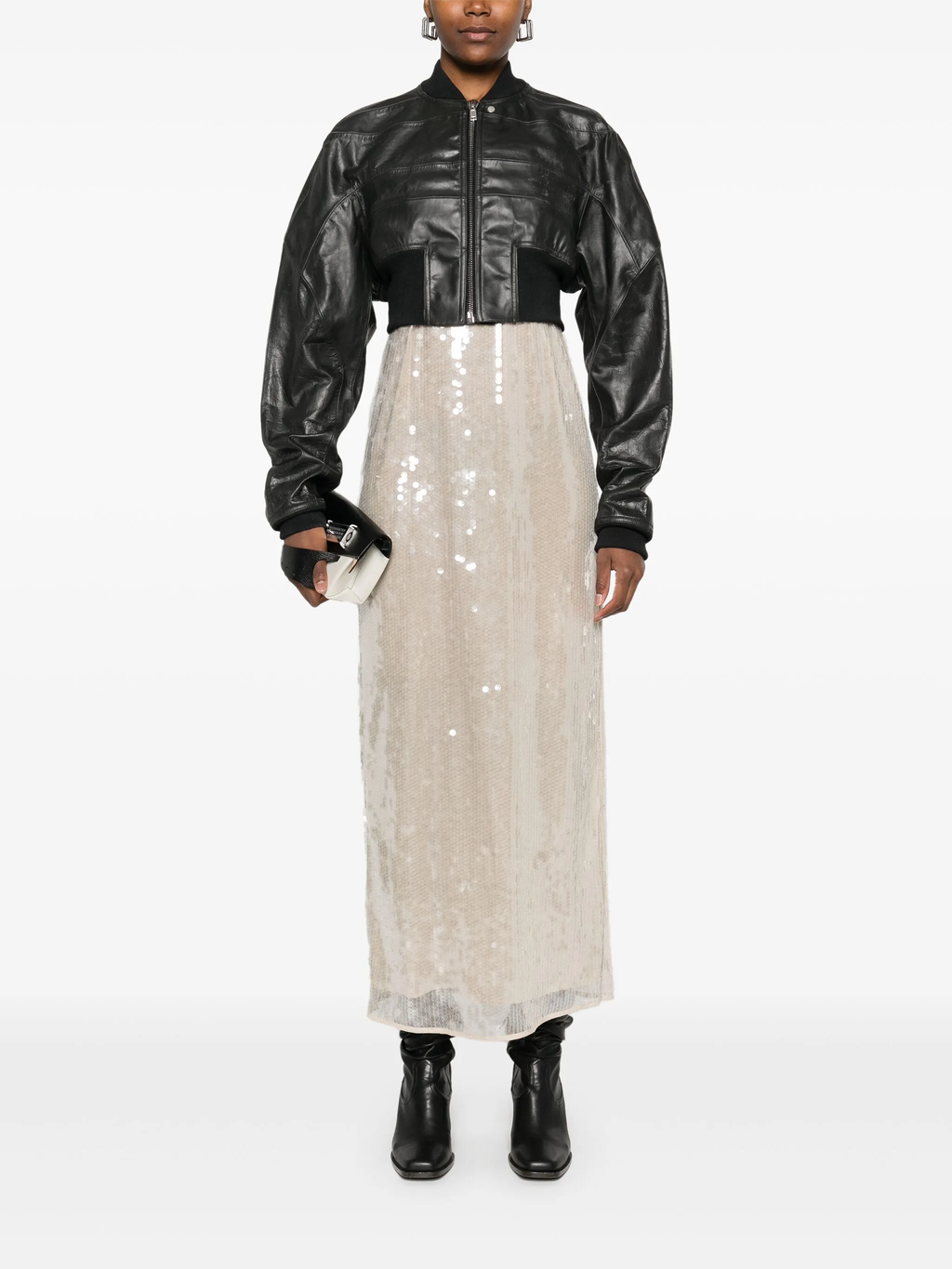 RICK OWENS - Women Cropped Leather Girdered Bomber