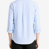 Blue shirt, full body view