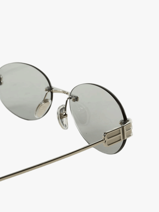 Close up of grey eyewear, showing texture of the fabric