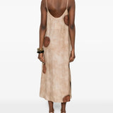 Tan dress,full body view
