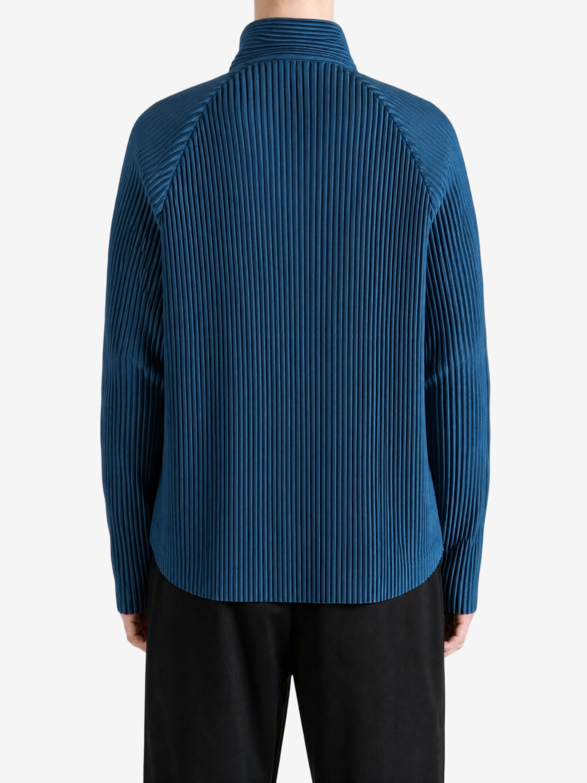 Blue jacket, full body view