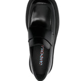 Black loafers, top view