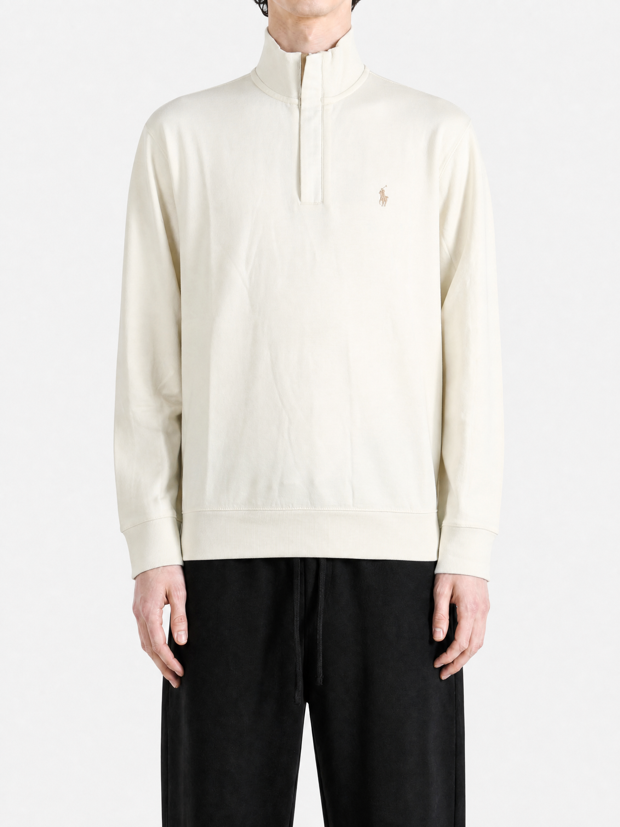 Tan knitwear, full body view