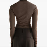 Brown top, full body view
