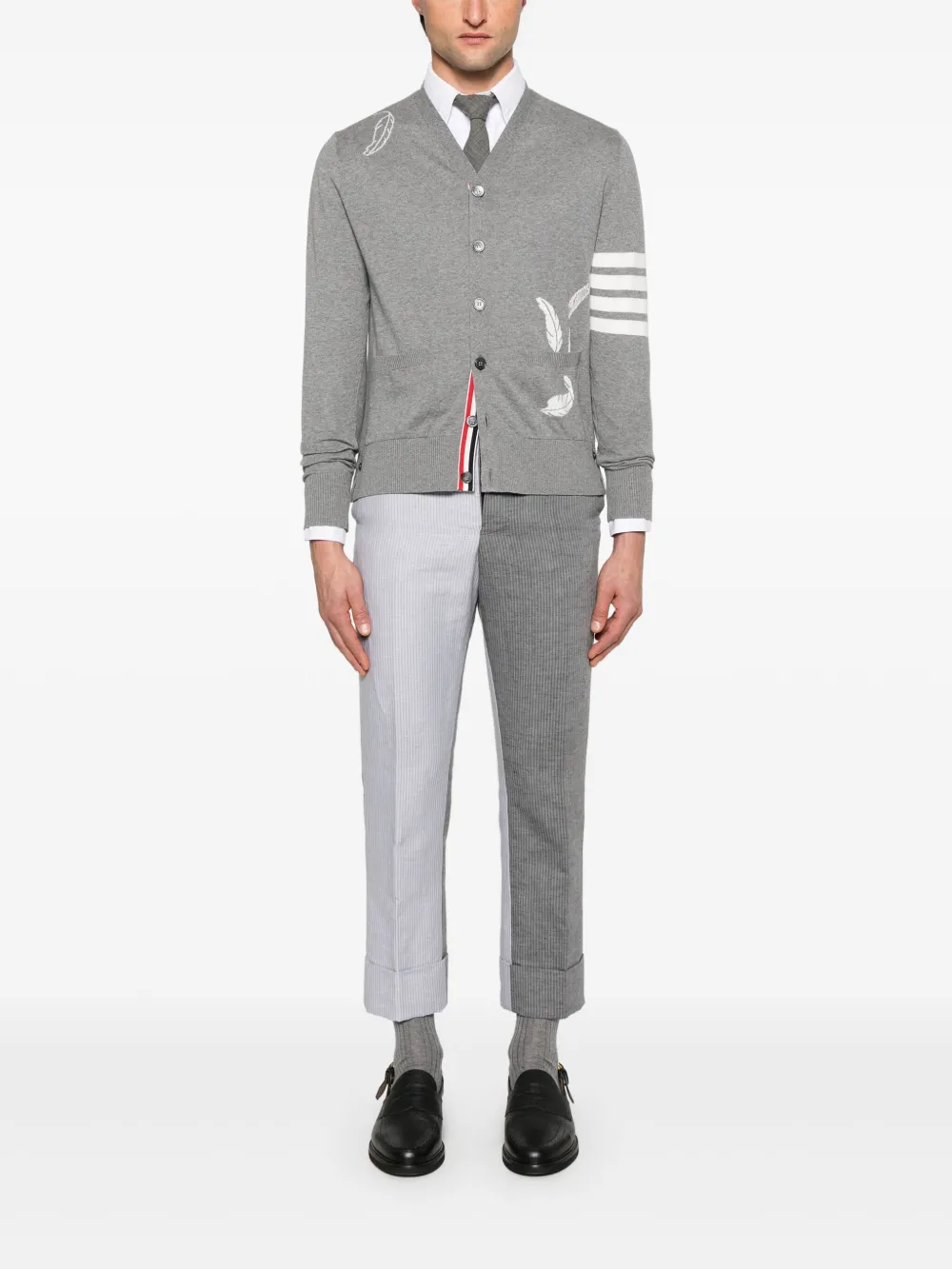 Grey knitwear, full body view