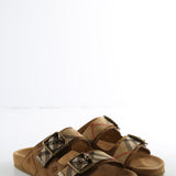 Brown sandals, side view