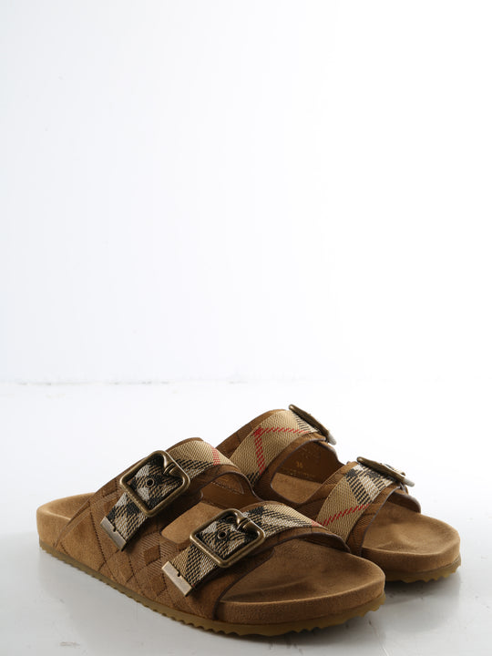 Brown sandals, side view
