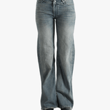 Blue jeans worn by a person,showing the jeans fit